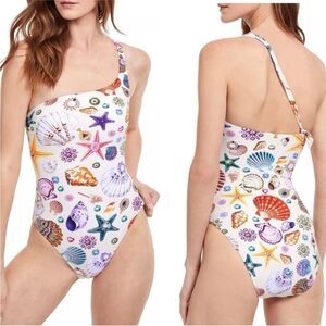 Gottex Womens Size 6 One Shoulder Printed One Piece Swimsuit